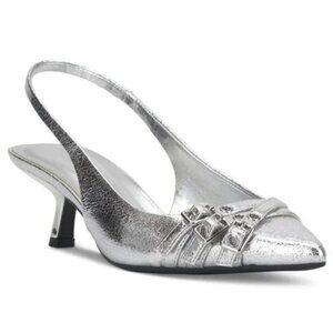 89$ I.N.C. International Concepts Capeka Slingback Pumps Size 5.5 US Silver